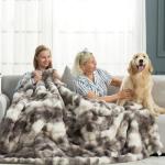 Cozy Faux Fur Throw Blanket, Brown Tie-Dye 127x152 cm