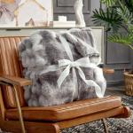Cozy Faux Fur Throw Blanket, Brown Tie-Dye 127x152 cm