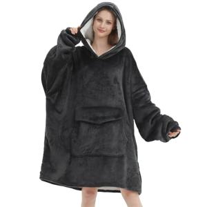 Fiosnow Oversized Grey Wearable Blanket Hoodie