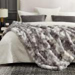 Cozy Faux Fur Throw Blanket, Brown Tie-Dye 127x152 cm