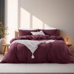 Burgundy 3-Piece Cotton Duvet Cover Set