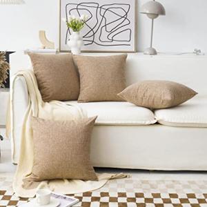 Set of 4 Natural Linen Burlap Pillow Covers