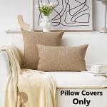 Set of 4 Natural Linen Burlap Pillow Covers