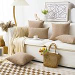 Set of 4 Natural Linen Burlap Pillow Covers