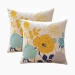Blue and Yellow Floral Pillow Covers - 18x18 Inches