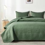 Olive Green Queen Quilt Set with Pillow Shams