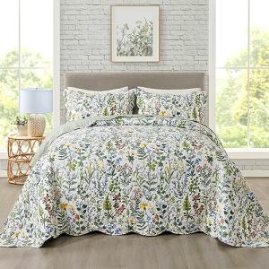 Floral Quilt Set with Shams - Queen Size