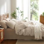 Nayoroom Queen Gingham Cotton Duvet Cover Set