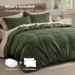 Bedsure Olive Green Waffle Duvet Cover Set