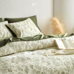 Floral Duvet Cover Set in Olive Green