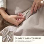 Bedsure King Size Striped Duvet Cover - Tan/White