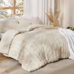 Beige Tufted Boho Queen Comforter Set 3 Pieces