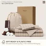 Bedsure King Size Striped Duvet Cover - Tan/White