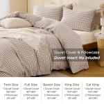 Tan Gingham Duvet Cover Set – Soft Cotton 3 Piece