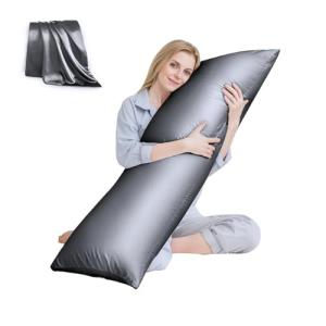 HUXMEYSON Grey Body Pillow with Satin Case