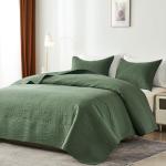Olive Green Queen Quilt Set with Pillow Shams