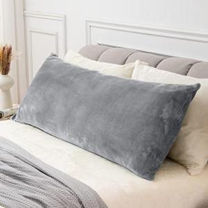 Cozy Fleece Body Pillow Cover with Zipper - Gray