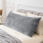 Cozy Fleece Body Pillow Cover with Zipper - Gray