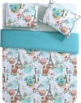 Blue Queen Quilt Set with Shams - Eiffel Design