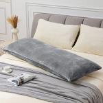 Cozy Fleece Body Pillow Cover with Zipper - Gray