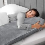 Cozy Fleece Body Pillow Cover with Zipper - Gray