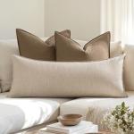 MIULEE Beige Long Lumbar Throw Pillow Cover