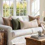 MIULEE Beige Long Lumbar Throw Pillow Cover