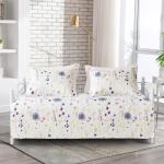 Jarson 3 Pcs Floral Daybed Cover Set Twin Size Purple White Flower Sofa Cover Bedding Sets Double Side Bed Set for All Season Botanical Pattern Daybed Quilt Set with Pillow Shams