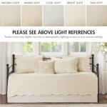 Madison Park Daybed Cover Set Damask Quilted Cover for Daybeds, All Season, Pre-washed Cotton-Filled Coastal Bedding with Scallop Edge, Shams, Bedskirt, Décor Pillows, Tuscany, Cream, 39"x75", 6 Piece