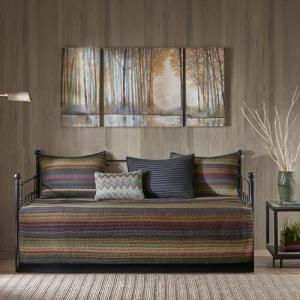 Madison Park Daybed Cover Double Sided Quilting Casual Design All Season Bedding Set with Bedskirt, Matching Shams, Decorative Pillow, 75 in x 39 in, Yosemite, Purple Teal