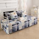 TieyaChkis 5 Piece Plaid Daybed Cover Set Twin Daybed Bedding Sets for All Season Lightweight Plaid Day Bed Comforter with Matching Shams&Decorative Pillows,39"x75"
