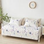 Jarson 3 Pcs Floral Daybed Cover Set Twin Size Purple White Flower Sofa Cover Bedding Sets Double Side Bed Set for All Season Botanical Pattern Daybed Quilt Set with Pillow Shams