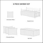 Madison Park Daybed Cover Set Damask Quilted Cover for Daybeds, All Season, Pre-washed Cotton-Filled Coastal Bedding with Scallop Edge, Shams, Bedskirt, Décor Pillows, Tuscany, Cream, 39"x75", 6 Piece