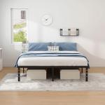 Jetö Queen Metal Bed Frame with Storage, Black
