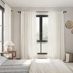 Cream Linen 84-Inch Back Tab Curtains - 2 Panels