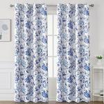 Floral Print Blackout Curtains - 84 Inch Set