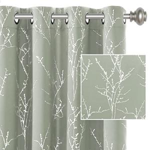 H.VERSAILTEX Sage Blackout Curtains with Twig Print