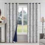 Blackout Floral Curtains - 84” Grey Drapes