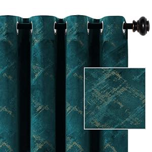 Teal Velvet Blackout Curtains - 108 Inches Long