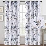 Vintage Floral Blackout Curtains, 84 Inch Panels