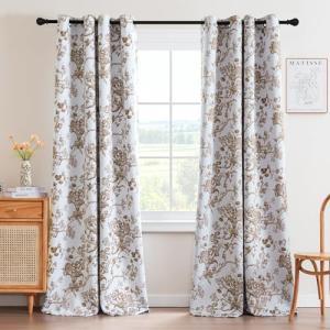 Floral Blackout Curtains 84 Inch Set, 2 Panels