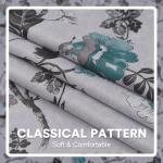 Vintage Floral Grey & Teal Blackout Curtains Pair