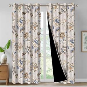 Floral Blackout Curtains - 84 Inch, 2 Panels