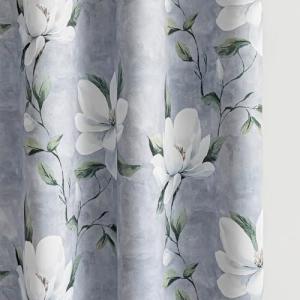 Light Grey Floral Blackout Curtains - 84 Inches, 2 Panels