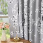 Blackout Floral Curtains - 84” Grey Drapes