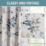 Blue Floral Linen Blackout Curtains, 84 Inches Long