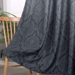 Ombre Blackout Curtains with Damask Pattern, Set of 2