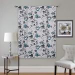 Blackout Tie Up Kitchen Curtains - Grey Teal Pattern