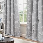 Blackout Floral Curtains - 84” Grey Drapes