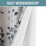 Blue Floral Linen Blackout Curtains, 84 Inches Long